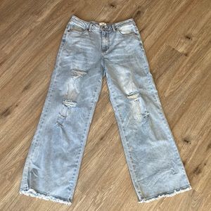 Easel Brand wide leg distressed jeans